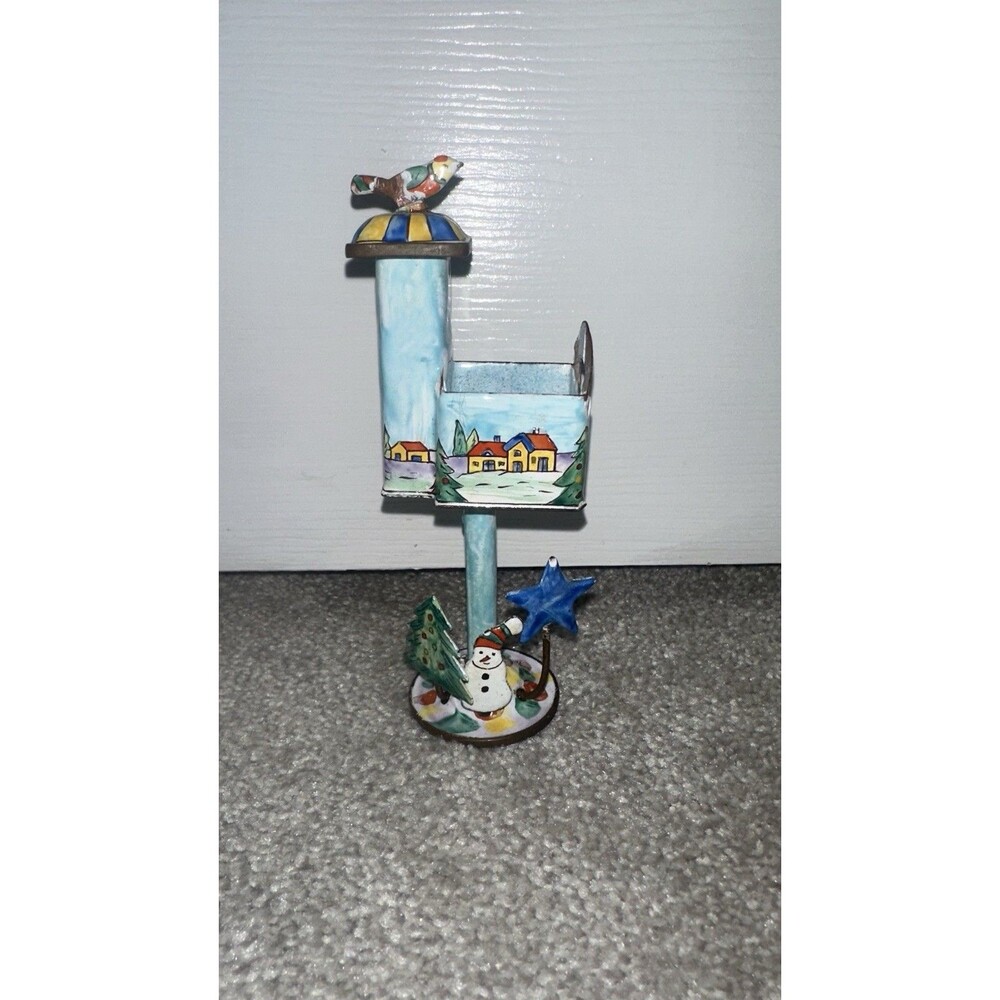 Kelvin Chen No 321 Hand Painted Enamel On Copper Christmas Mini Birdhouse
